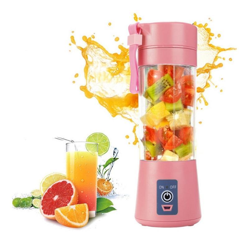 4 Colors  Fruit Juice Citrus Smoothie Squeezer 380ml USB Recharge 6 Blades Portable Blender Mixer Kitchen Accessories