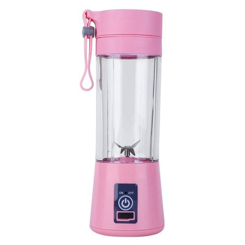 4 Colors  Fruit Juice Citrus Smoothie Squeezer 380ml USB Recharge 6 Blades Portable Blender Mixer Kitchen Accessories