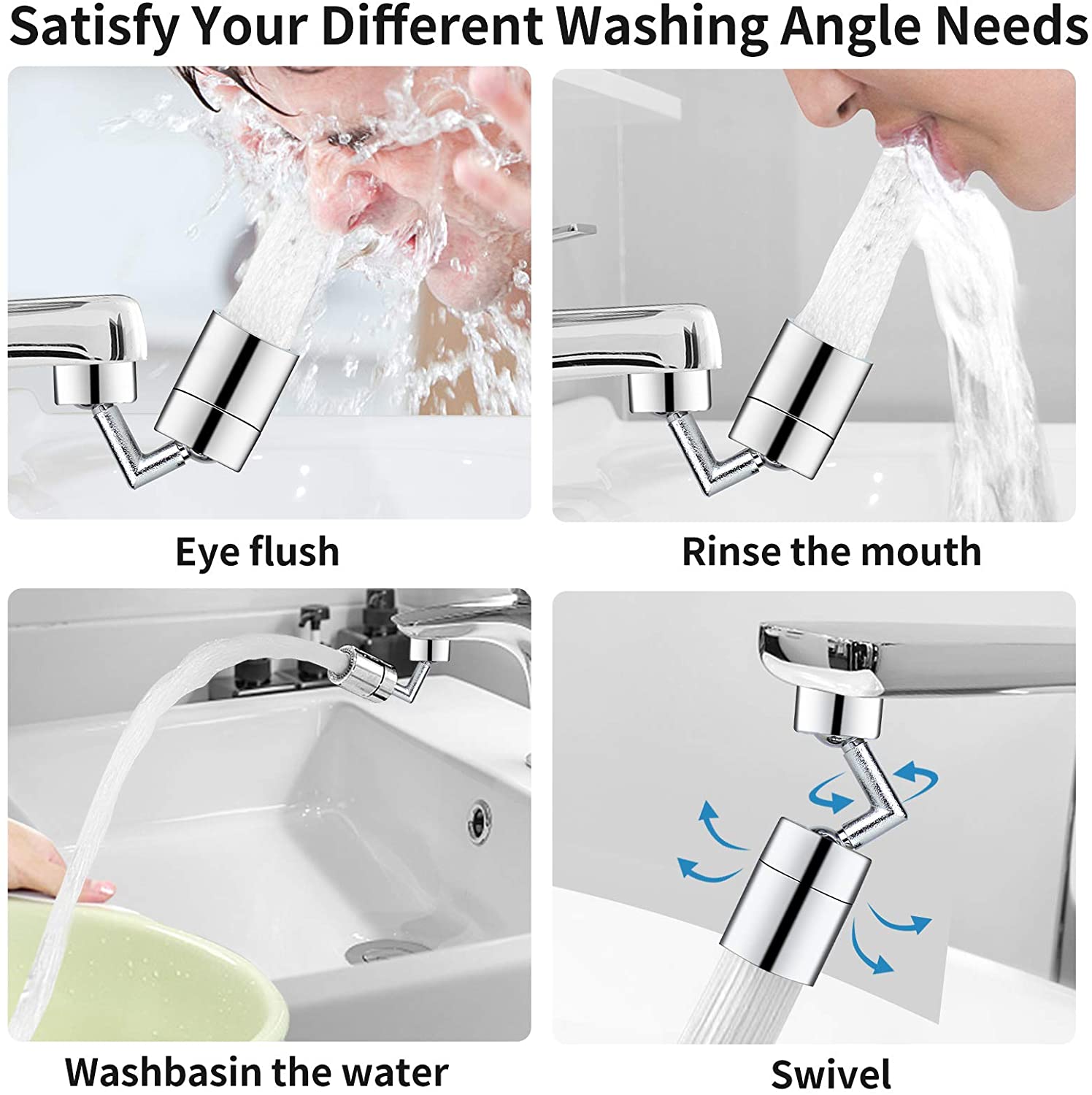 720 Degrees Universal Splash Filter Faucet Spray Head Anti Splash Filter Faucet Movable Kitchen Tap Water Saving Nozzle Sprayer