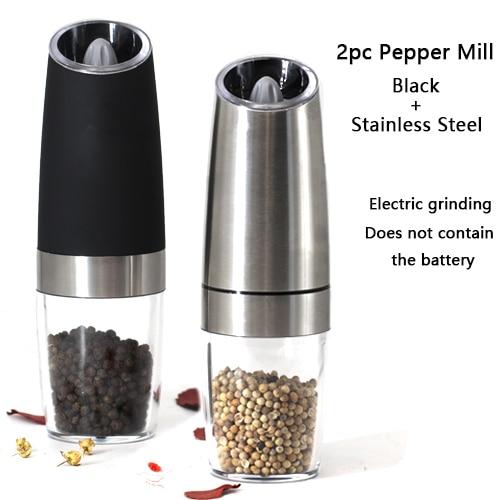 Electric Automatic Mill Pepper and Salt Grinder LED Light Peper Spice Grain Mills Porcelain Grinding Core Mill Kitchen Tools